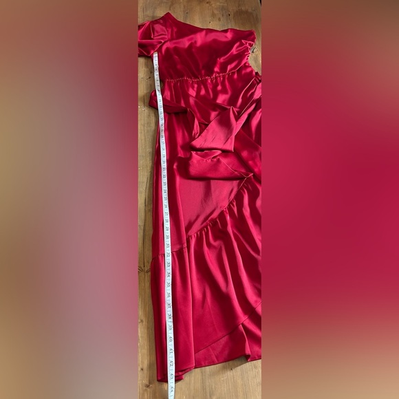 AMUR Red Topanga One-Shoulder Faux Wrap Sexy Cocktail Evening Holiday Dress Sz 2 - Picture 16 of 16